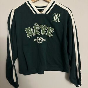 Divided Green and White Striped Sweatshirt